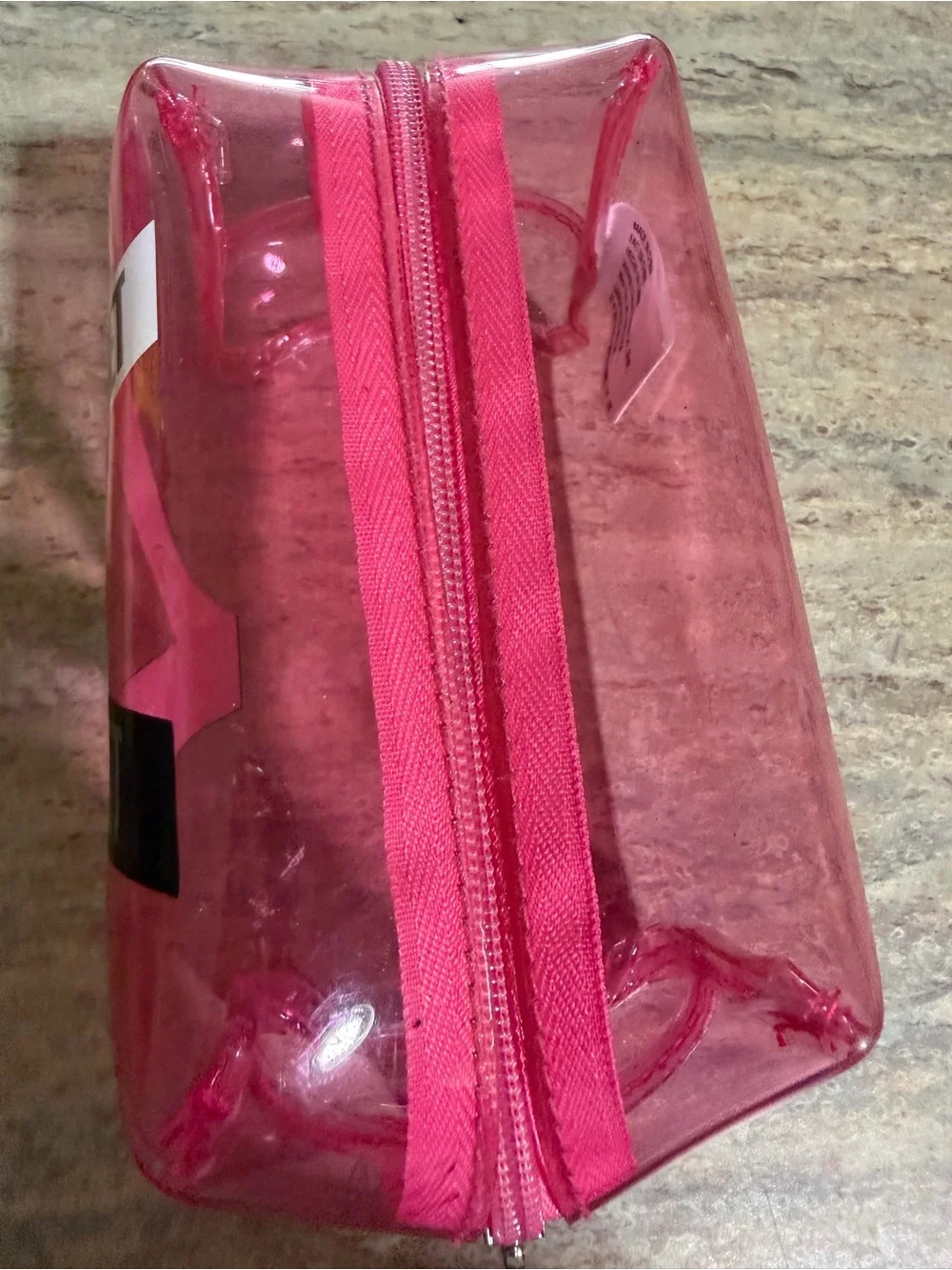 Victoria's Secret Hot Pink Clear Travel Pouch with Logo